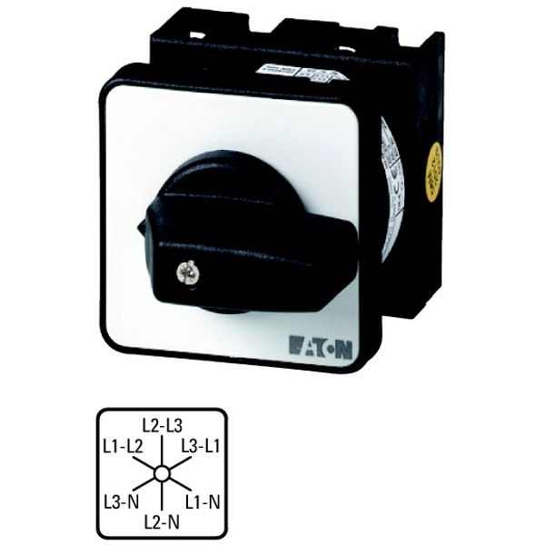 Voltmeter selector switches, T0, 20 A, flush mounting, 3 contact unit(s), Contacts: 6, 60 °, maintained, Without 0 (Off) position, Phase/Phase-Phase/N image 1