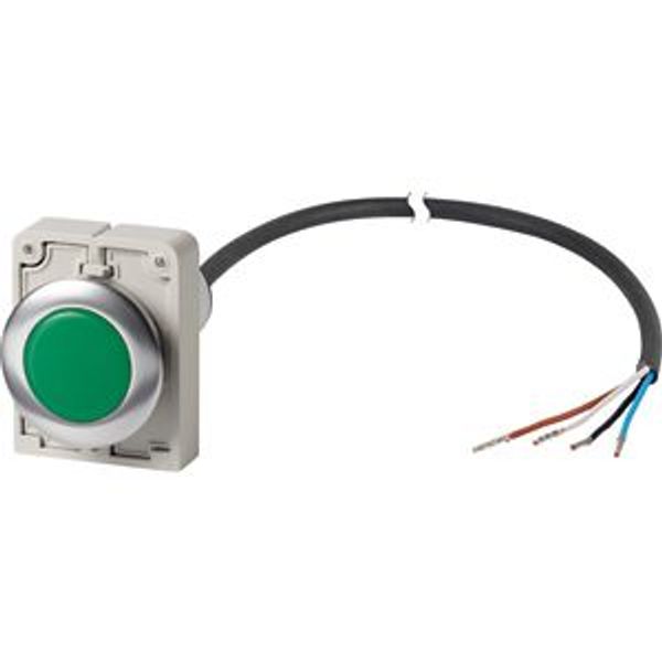 Indicator light, Flat, Cable (black) with non-terminated end, 4 pole, 1 m, Lens green, LED green, 24 V AC/DC image 2