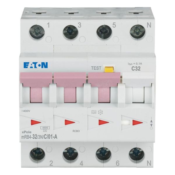 RCD/MCB combination, 32 A, 100 mA, MCB trip characteristic: C, 3p+N, RCD trip characteristic: A image 2