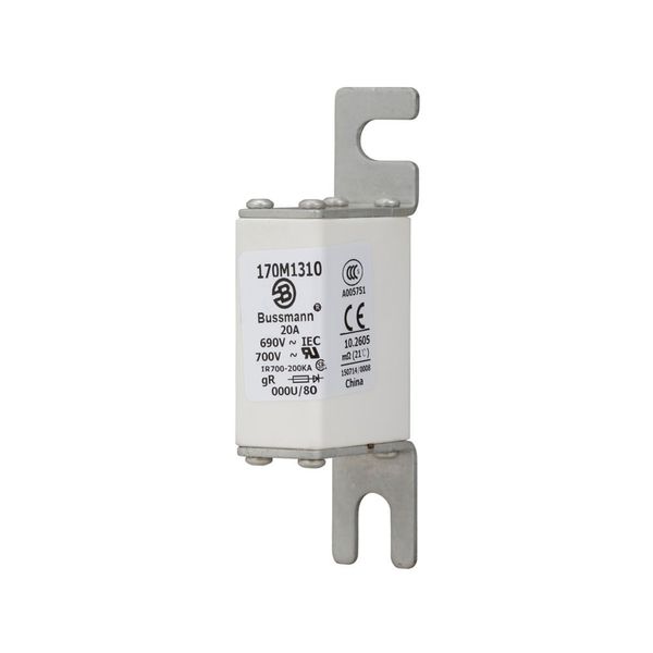 Fuse-link, high speed, 20 A, AC 690 V, DIN 000, 21 x 40 x 100 mm, gR, DIN, IEC image 20