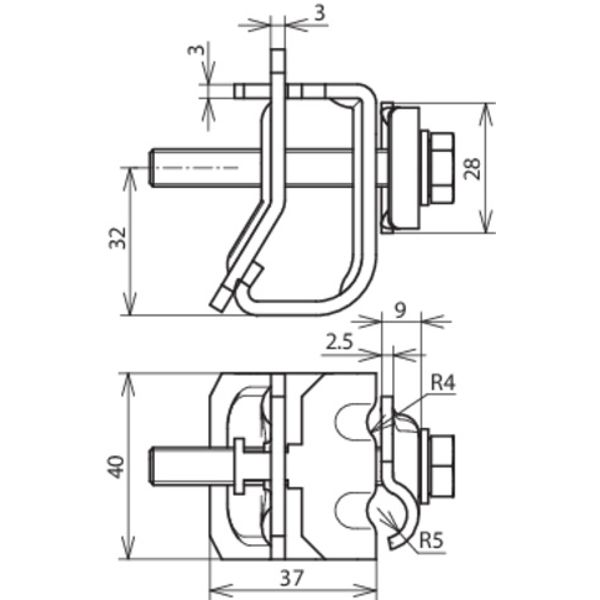 Gutter clamp St/tZn f. bead 16-22mm with clamping frame for Rd 8-10mm image 2