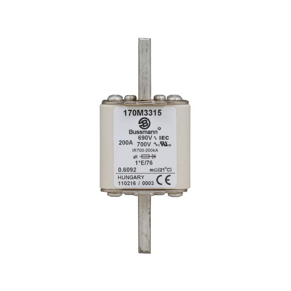 Fuse-link, high speed, 200 A, AC 690 V, compact size 1, 45 x 59 x 102 mm, aR, IEC, UL, visual indicator image 9