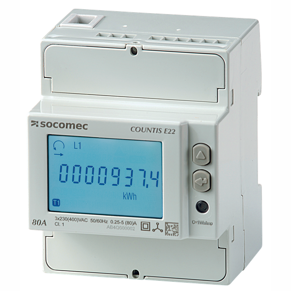 Active-energy meter COUNTIS E22 Direct 80A dual tariff + MID image 1