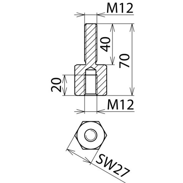 Bolted-type connector, type C, with M12 female thread and bolt M12x40m image 2