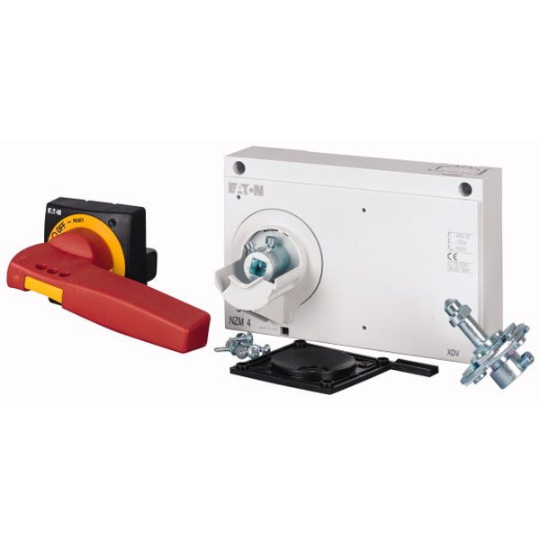 Door coupling rotary handle, red-yellow, lockable, for emergency switching off image 1