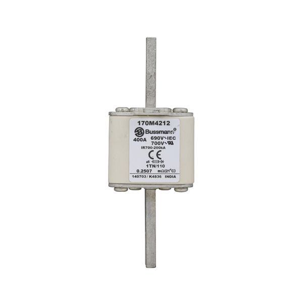 Fuse-link, high speed, 400 A, AC 690 V, DIN 1, 53 x 66 x 138 mm, aR, DIN, IEC, type T indicator image 5