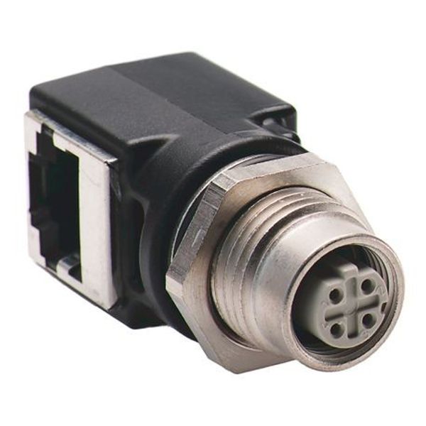 Allen-Bradley, 1585A-DD4JD, Female M12 Receptacle to RJ45 Female Adaptor Right Angle image 1