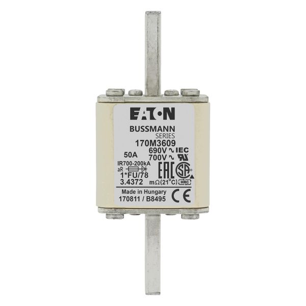 Fuse-link, high speed, 50 A, AC 690 V, compact size 1, 45 x 45 x 110 mm, aR, IEC, UL image 17