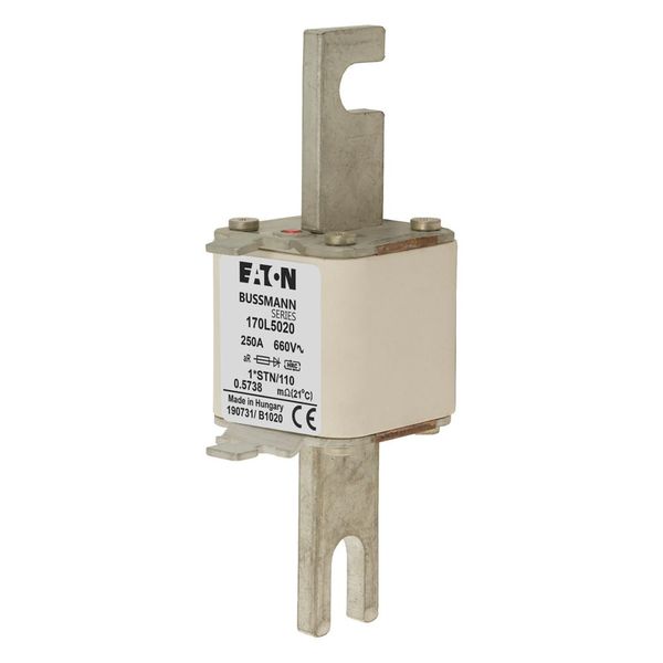 Fuse-link, high speed, 250 A, AC 660 V, compact size 1, 43 x 58 x 140 mm, aR, DIN, IEC, single indicator image 2