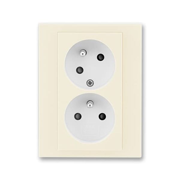 5513H-C02357 17 Double socket outlet with earthing pins, shuttered, with turned upper cavity image 1