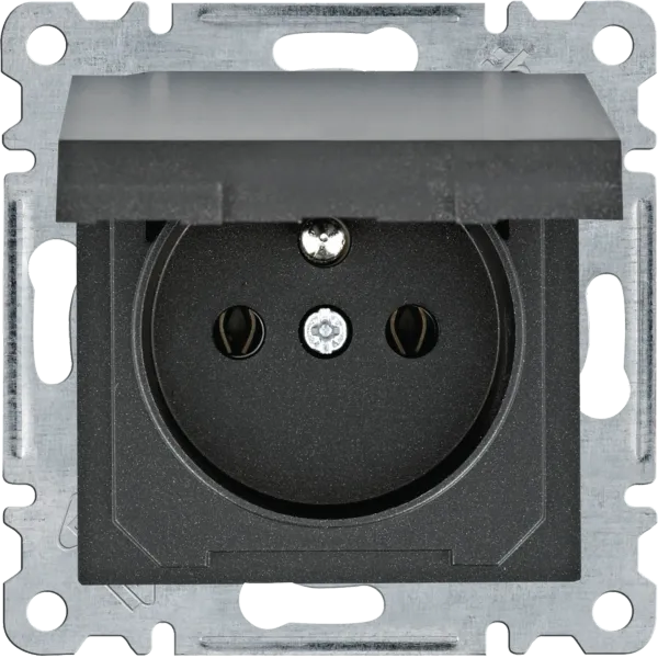 2P+Z socket with cover - black image 1