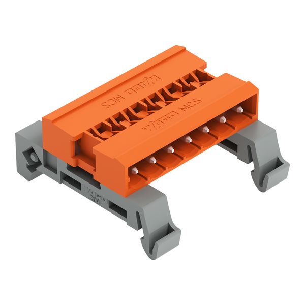 Double pin header DIN-35 rail mounting 7-pole orange image 1