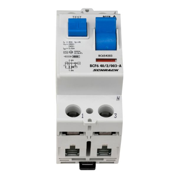 Residual current circuit breaker 40A, 2-p, 30mA,type A,6kA image 3
