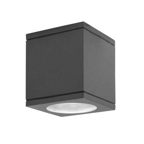 Dark Gray Die-Casting Aluminium & Glass Diffuser LED GU10 1x7 Watt IP54 220-240 Volt Bulb Excluded L: 8.6 W: 8.6 H: 9 cm image 1