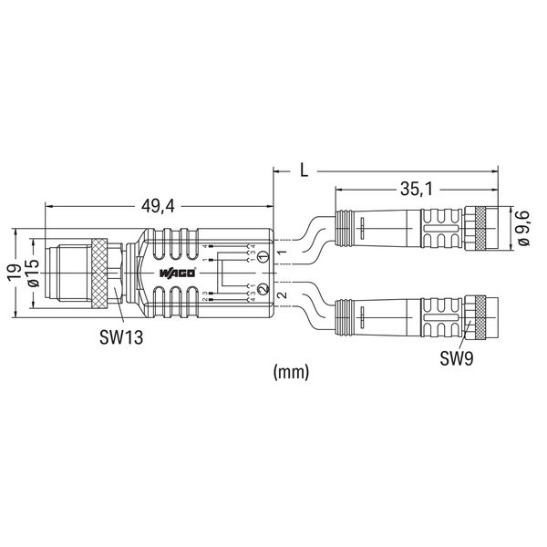 Sensor/Actuator cable 2xM8 socket straight M12A plug straight image 5