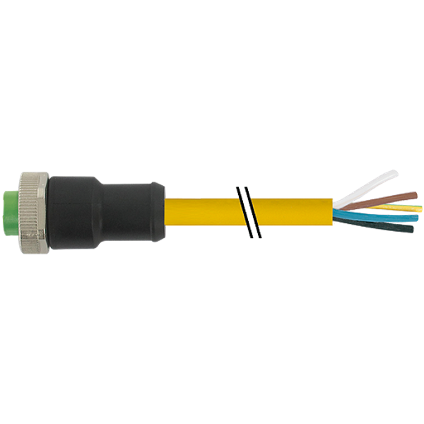 Mini (7/8) 5 pole, Female 0° w/ Cable PVC 5x16AWG ye UL/CSA, STOOW image 1