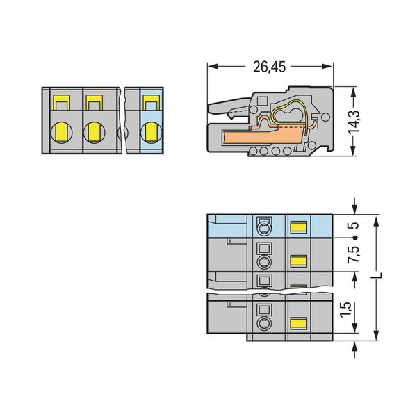 1-conductor female connector CAGE CLAMP® 2.5 mm² gray image 3