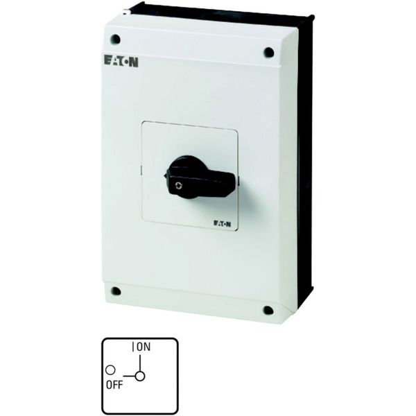 On-Off switch, T5B, 63 A, surface mounting, 1 contact unit(s), 1 pole, with black thumb grip and front plate image 3
