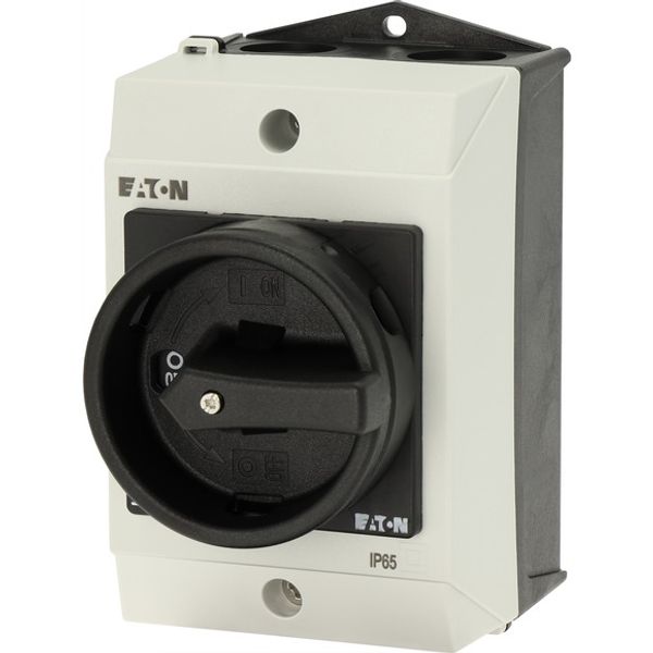 Main switch, T0, 20 A, surface mounting, 2 contact unit(s), 3 pole, 1 N/C, STOP function, With black rotary handle and locking ring image 6