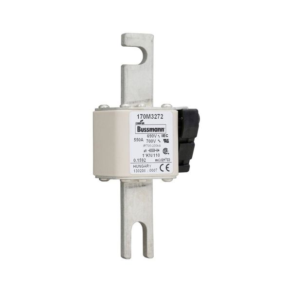 Fuse-link, high speed, 550 A, AC 690 V, compact DIN 1, 45 x 58 x 134 mm, aR, DIN, IEC, type K indicator, 110 mm centres image 12