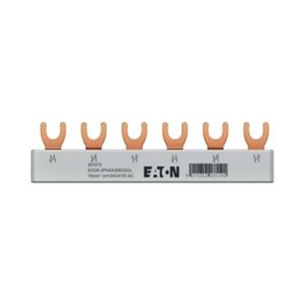 EVGK busbar fork, 3-phase, L1 - L2 - L3, shortenable version with end caps included, 6 module units, 10 mm² image 4