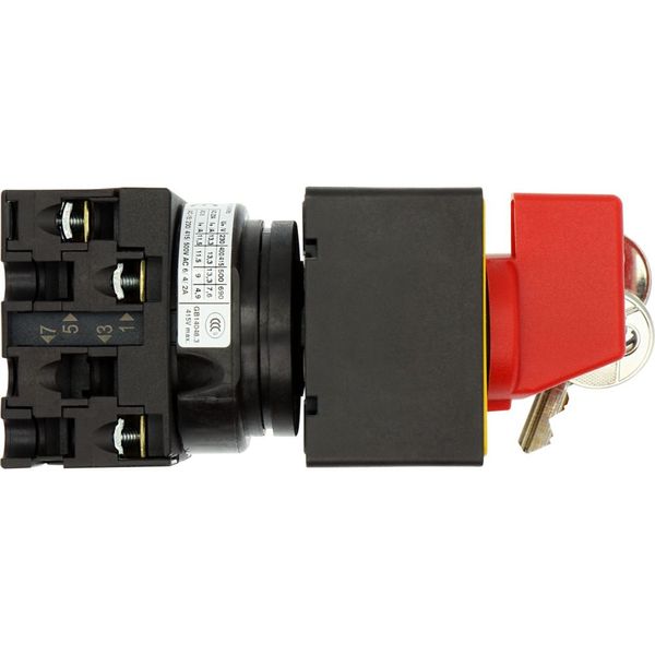 Panic switches, T0, 20 A, flush mounting, 3 pole, with red thumb grip and yellow front plate, Cylinder lock SVA image 11