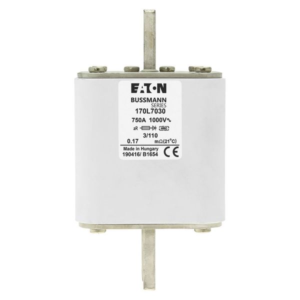 Fuse-link, high speed, 750 A, AC 1000 V, Size 3, 76 x 90 x 141 mm, aR, DIN, IEC, visual indicator image 7