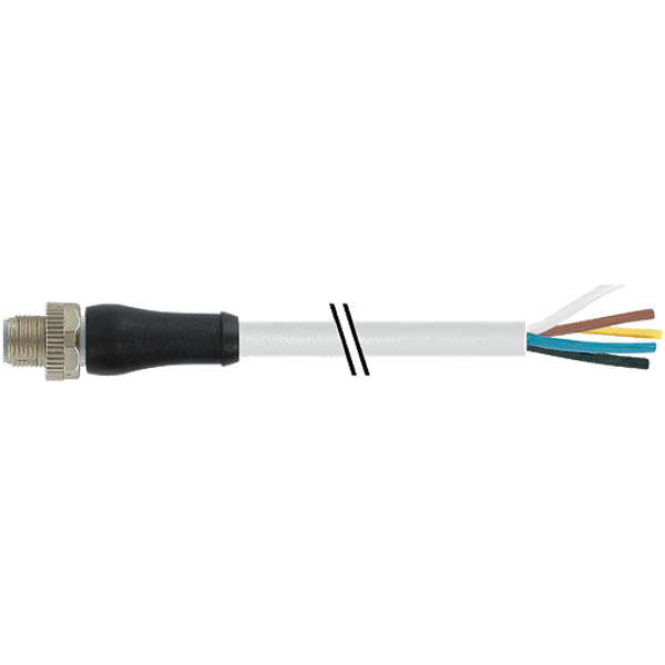 M12 Power male 0° L-cod. with cable PUR 5x1.5 gy 7.5m image 1