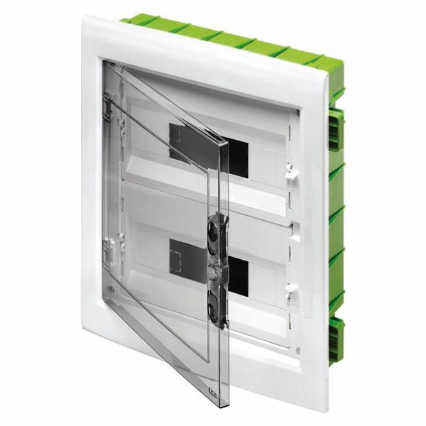 DISTRIBUTION BOARD - GREEN WALL - FOR MOBILE AND PLASTERBOARD WALLS - WITH SMOKED WINDOW PANEL AND EXTRACTABLE FRAME -  54 (18X3) MODULES IP40 image 2