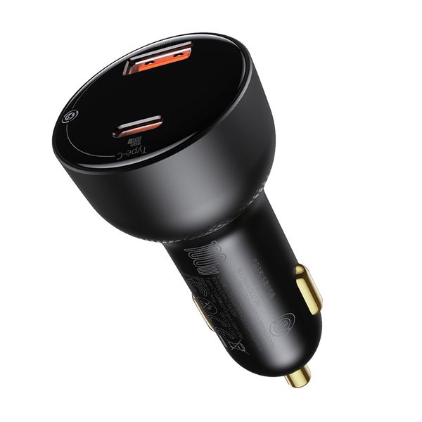 Car Quick Charger 12-24V 100W USB + USB-C QC4+ PD3.0 with Voltage, Current Display and USB-C Cable 1m image 1