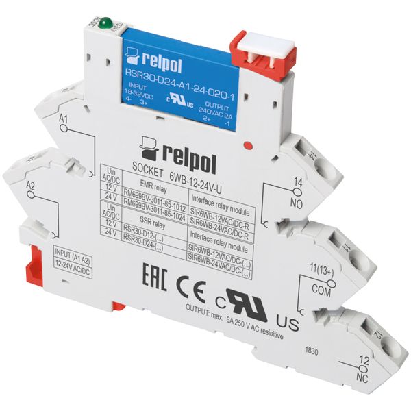 Interface relay: consists with:universal socket 6WB-12-24V-U and relay  RSR30-D24-D1-04-025-1 image 1