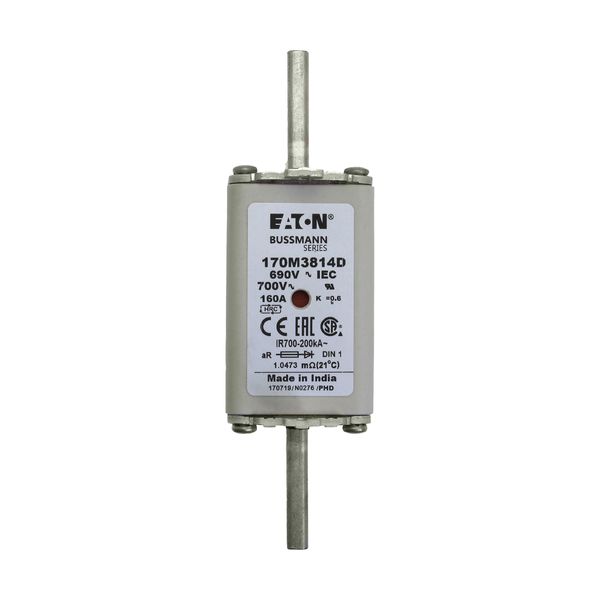 Fuse-link, high speed, 160 A, AC 690 V, DIN 1, aR, DIN, IEC, dual indicator, live gripping lugs image 15