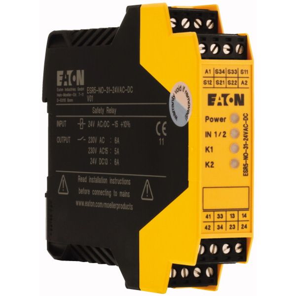 Safety relay emergency stop/protective door, 24VDC/AC, 3 enabling paths image 4