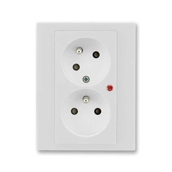 5593H-C02357 16 Double socket outlet with earthing pins, shuttered, with turned upper cavity, with surge protection image 1
