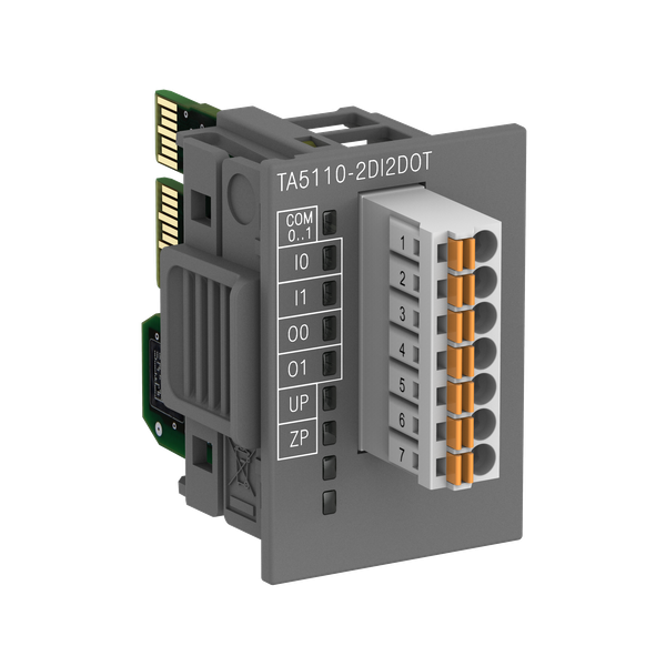 Digital I/O option board. 2 DI: 24VDC. 2 DO: 24VDC 0.5A. Spring terminals included (TA5110-2DI2DOT) image 1