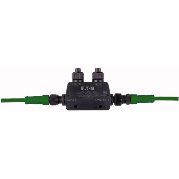 SmartWire-DT T-Connector for IP69K I/O modules, 24 V DC, four parameterizable inputs/outputs with power supply, two M12 I/O sockets image 1