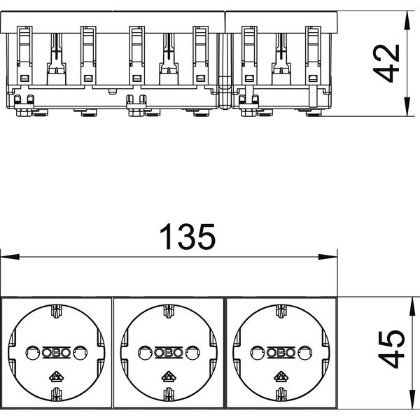 STD-D0 SRO3 Socket 0°, triple protective contact 250V, 10/16A image 2