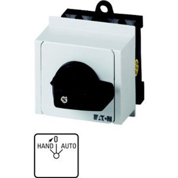 Changeover switches, T0, 20 A, service distribution board mounting, 2 contact unit(s), Contacts: 4, With spring-return from HAND, 45 °, momentary/main image 4
