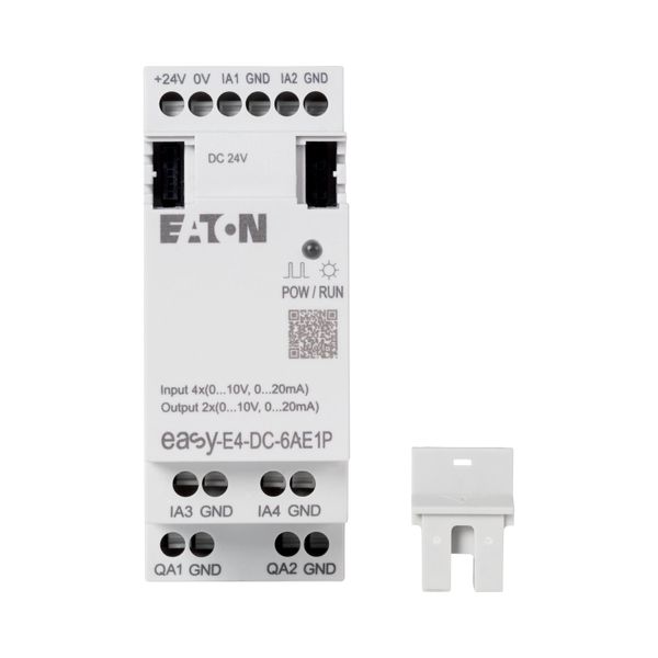 I/O expansion, For use with easyE4, 24 V DC, Inputs expansion (number) analog: 4, Outputs expansion (number) analog: 2, Push-In image 13