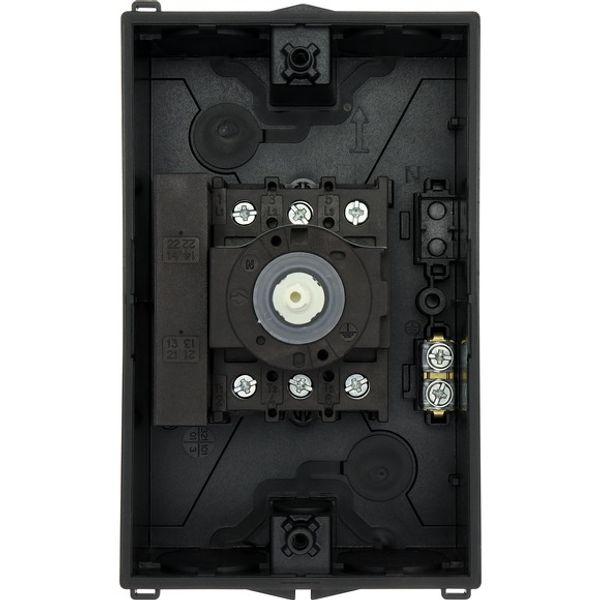 Main switch, P1, 32 A, surface mounting, 3 pole, 1 N/O, 1 N/C, STOP function, With black rotary handle and locking ring, Lockable in the 0 (Off) posit image 3