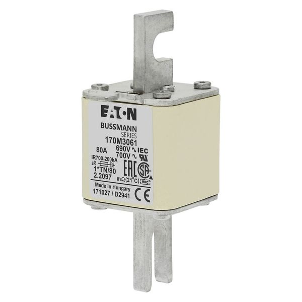 Fuse-link, high speed, 80 A, AC 690 V, compact DIN 1, 45 x 58 x 104 mm, aR, DIN, IEC, single indicator image 3