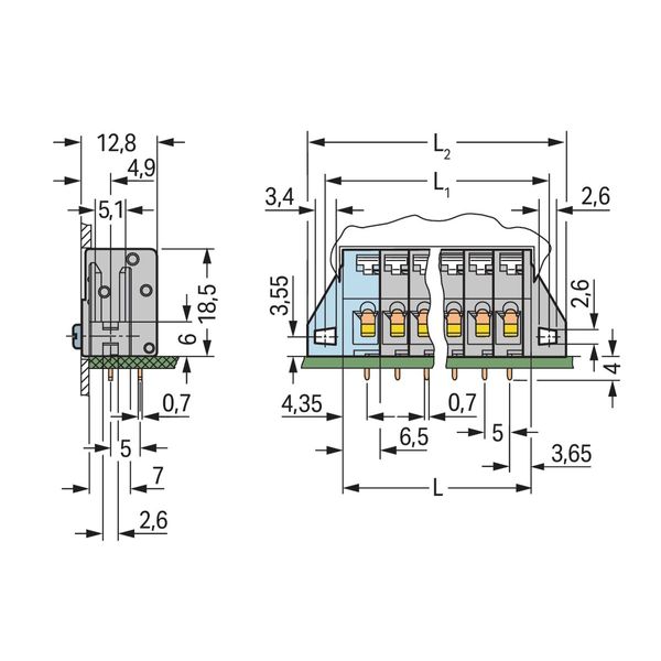 PCB terminal block push-button 2.5 mm² gray image 2