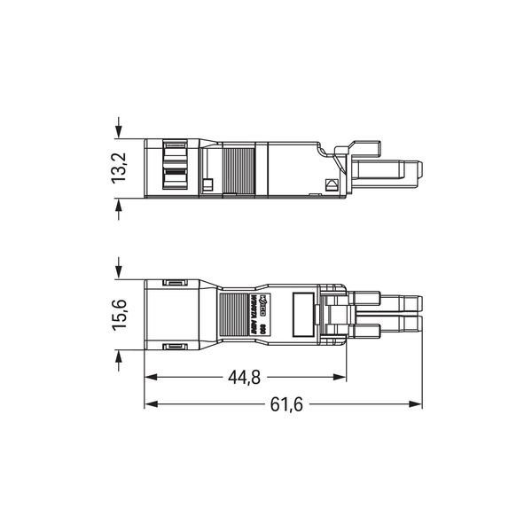 Socket with strain relief housing 2-pole white image 6