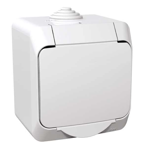Cedar Plus - single socket outlet sideE - 16A, shutters, white image 2