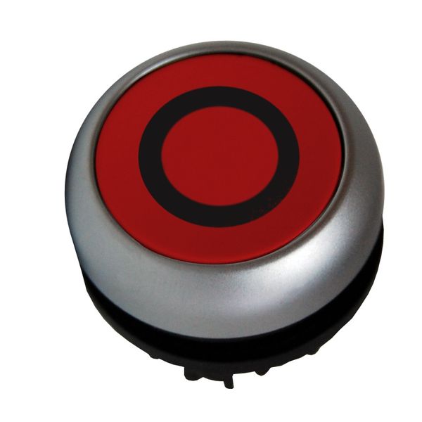 Illuminated Push-button, flat, `Oï, stay-put, red image 1