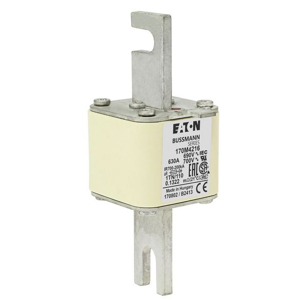 Fuse-link, high speed, 630 A, AC 690 V, DIN 1, 53 x 66 x 138 mm, aR, DIN, IEC, type T indicator image 8