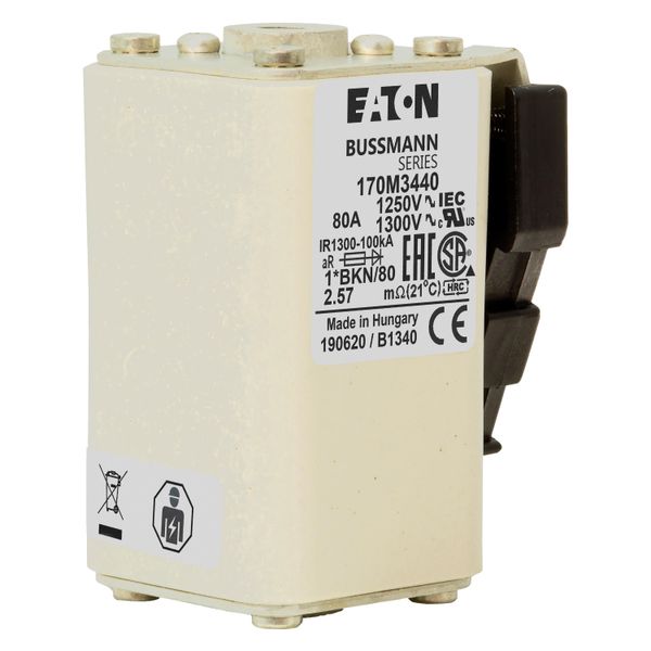 Fuse-link, high speed, 80 A, AC 1250 V, compact size 1, 45 x 59 x 81 mm, aR, IEC, UL, single indicator image 22