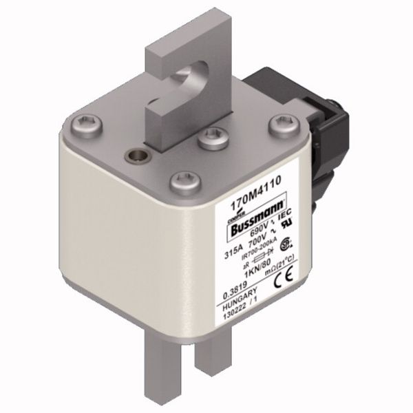 Fuse-link, high speed, 315 A, AC 690 V, DIN 1, 53 x 69 x 108 mm, aR, DIN, IEC, single indicator image 3