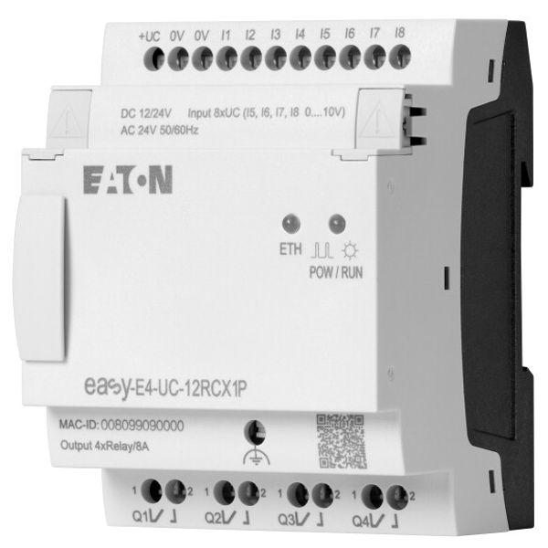 Control relays, easyE4 (expandable, Ethernet), 12/24 V DC, 24 V AC, Inputs Digital: 8, of which can be used as analog: 4, push-in terminal image 2