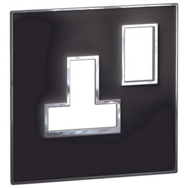 Arteor™ - Plate - BS - square - for switched sockets 1-gang - Mirror Black image 1